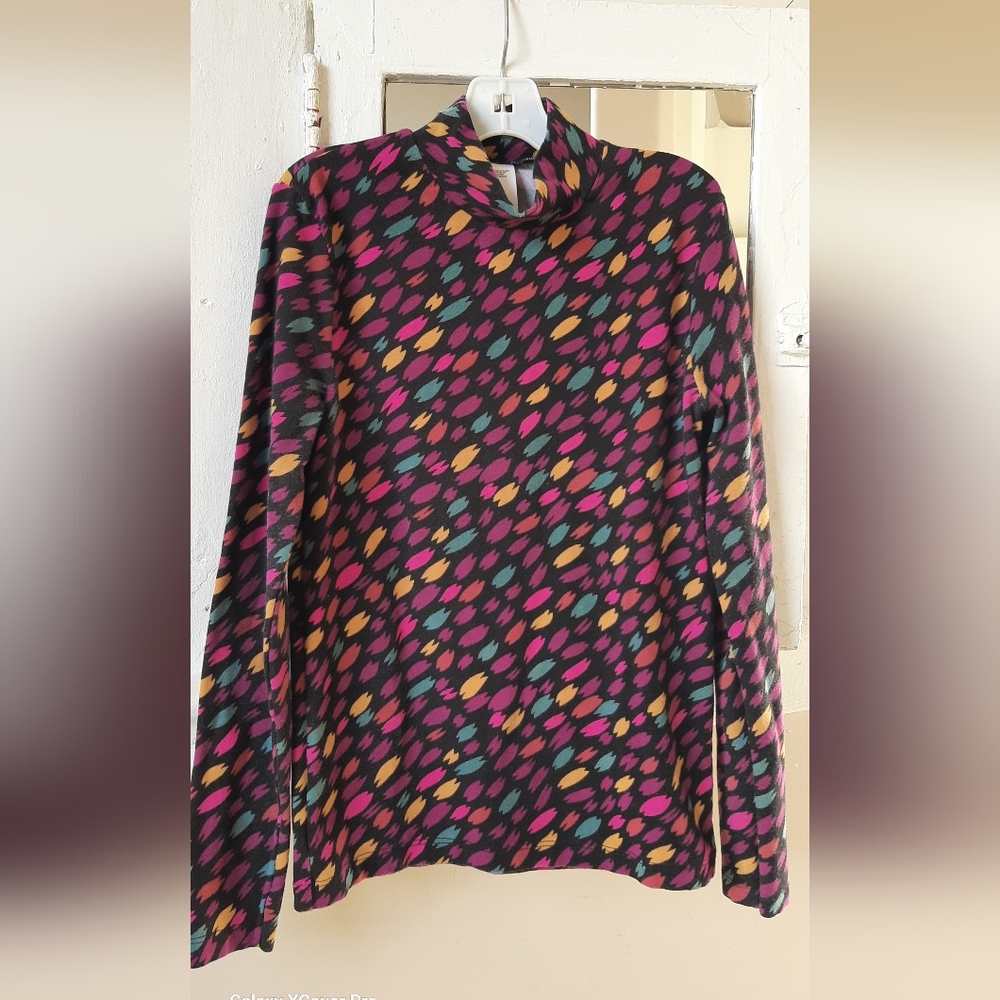 American Apparel Black Printed Long Sleeve Turtleneck Top, M